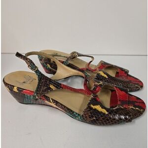 Amalfi ByRangeException Women's Wedge Sandals Snake Print Strappy Size 9.5